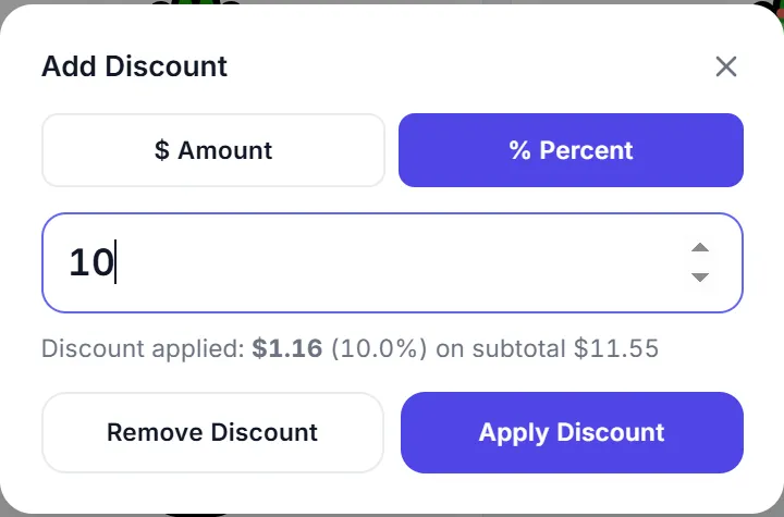 Applying a discount to the sale from the POS cart.